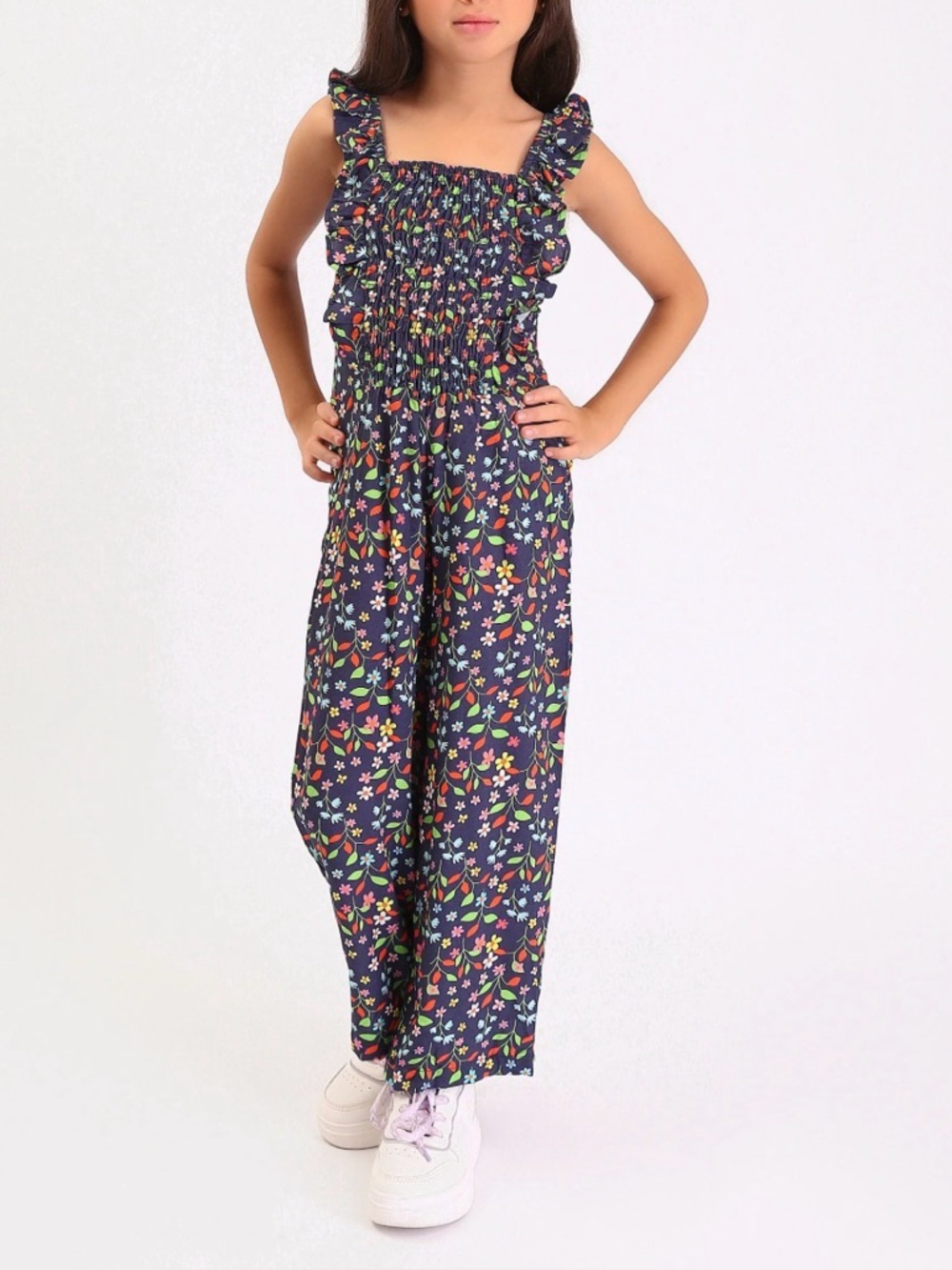 Cherokee multicoloured floral jumpsuit with ruffle details. Size: 3T